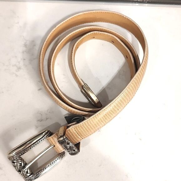 Brighton Tan Reptile Leather Belt Silver Buckle and Tip - Picture 9 of 9